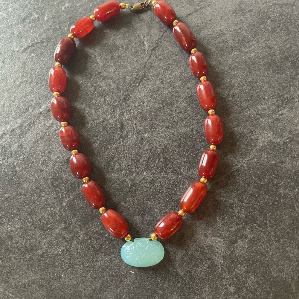 Red Agate and Chalcedony Artisan necklace-made by me!
